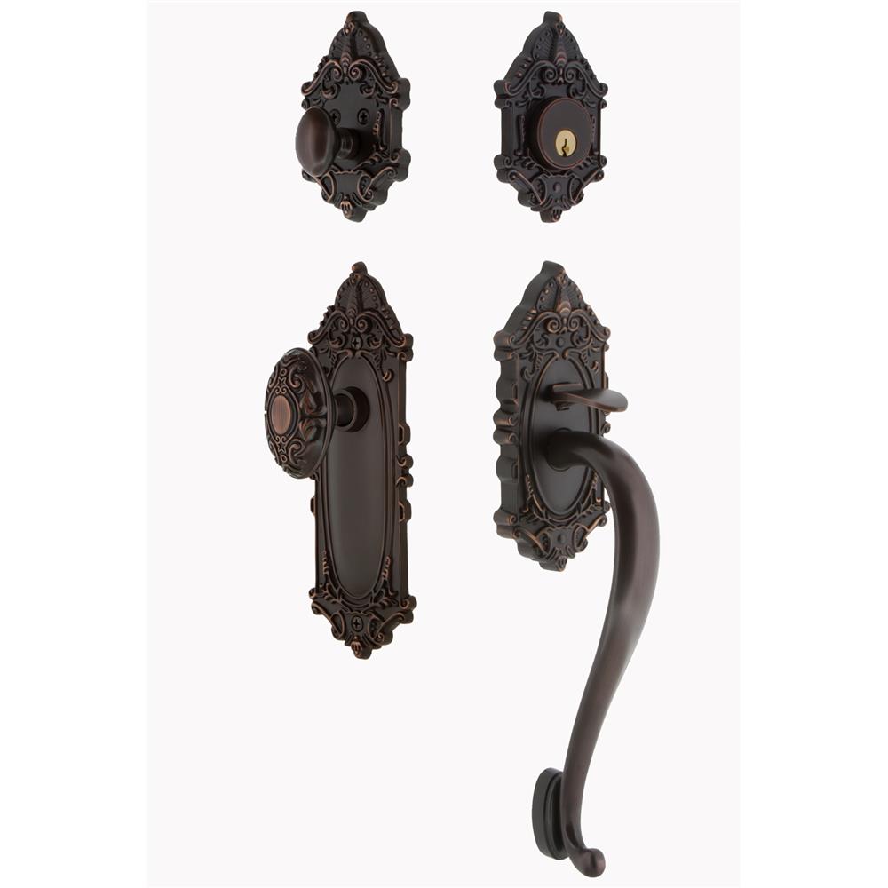 Nostalgic Warehouse VICVIC Victorian Plate S Grip Entry Set Victorian Knob in Timeless Bronze